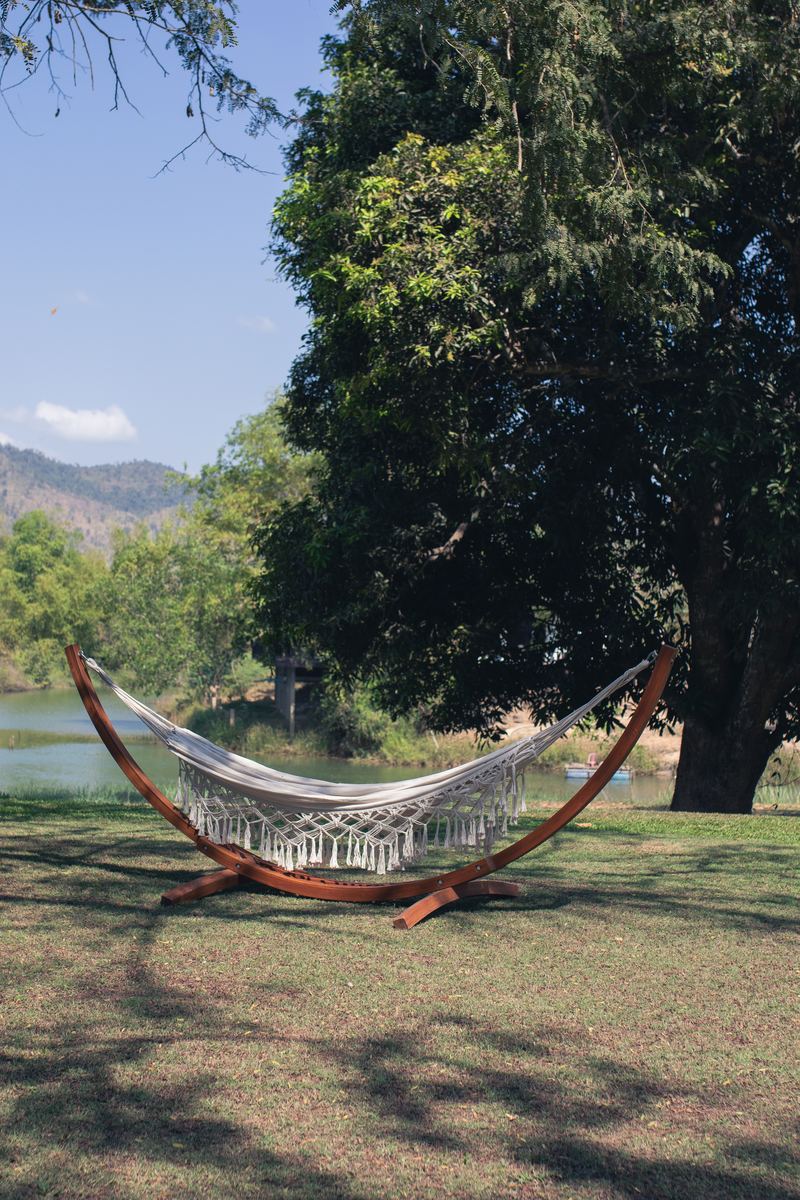 Hammock stand by the river at Khla Lodge